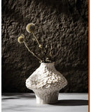 Textured white nordic ceramic vase living room decor with pampas grass by Decorbites