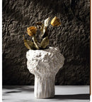 Textured white nordic ceramic vase living room decor with pampas grass by Decorbites