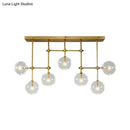 GobekUsa Nordic Clear Glass 7-Bulb Black/Gold Sphere Island Pendant Light for Living Room