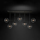 GobekUsa Nordic Clear Glass 7-Bulb Black/Gold Sphere Island Pendant Light for Living Room