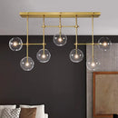 GobekUsa Nordic Clear Glass 7-Bulb Black/Gold Sphere Island Pendant Light for Living Room