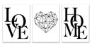 Nordic diamond heart black & white canvas prints bedroom wall art by Decorbites