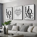 Nordic diamond heart black & white canvas prints bedroom wall art by Decorbites