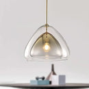 GobekUsa Nordic Double Glass Cone Pendant Light Fixture - 12"/14" Wide Champagne Suspension
