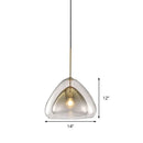 GobekUsa Nordic Double Glass Cone Pendant Light Fixture - 12"/14" Wide Champagne Suspension