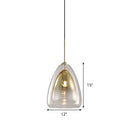 GobekUsa Nordic Double Glass Cone Pendant Light Fixture - 12"/14" Wide Champagne Suspension