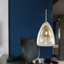 GobekUsa Nordic Double Glass Cone Pendant Light Fixture - 12"/14" Wide Champagne Suspension