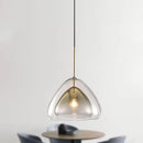 GobekUsa Nordic Double Glass Cone Pendant Light Fixture - 12"/14" Wide Champagne Suspension