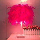 GobekUsa Nordic Feather Cylinder Table Lamp: Single-Bulb Nightstand Lighting for Bedroom