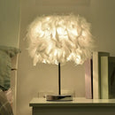GobekUsa Nordic Feather Table Lamp - Cylindrical Natural Light for Bedroom or Nightstand