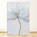 Blue & gold flower abstract framed canvas art set living room decor by Decorbites