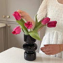 Glossy black stacked segment vase home decor living room by Decorbites