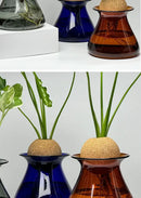Deep blue nordic glass vase for living room hydroponic decor by Decorbites