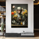 Modern black & gray gorilla wall art canvas living room decor by Decorbites