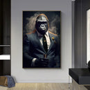 Modern black & gray gorilla wall art canvas living room decor by Decorbites