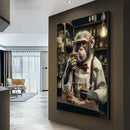 Modern black & gray gorilla wall art canvas living room decor by Decorbites