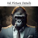 Modern black & gray gorilla wall art canvas living room decor by Decorbites