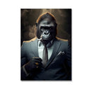 Modern black & gray gorilla wall art canvas living room decor by Decorbites