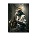 Modern black & gray gorilla wall art canvas living room decor by Decorbites