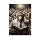 Modern black & gray gorilla wall art canvas living room decor by Decorbites