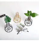GobekUsa Nordic Iron Golden Hydroponic Vase with Dried Flowers