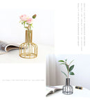 GobekUsa Nordic Iron Golden Hydroponic Vase with Dried Flowers