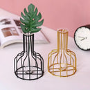 GobekUsa Nordic Iron Golden Hydroponic Vase with Dried Flowers