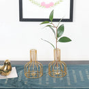 GobekUsa Nordic Iron Golden Hydroponic Vase with Dried Flowers