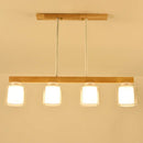 GobekUsa Nordic Modern Wood Island Pendant with Glass Lampshade Hanging Lamp