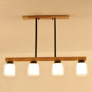 GobekUsa Nordic Modern Wood Island Pendant with Glass Lampshade Hanging Lamp