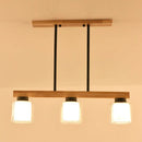 GobekUsa Nordic Modern Wood Island Pendant with Glass Lampshade Hanging Lamp