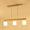 GobekUsa Nordic Modern Wood Island Pendant with Glass Lampshade Hanging Lamp