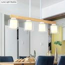 GobekUsa Nordic Modern Wood Island Pendant with Glass Lampshade Hanging Lamp