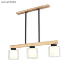 GobekUsa Nordic Modern Wood Island Pendant with Glass Lampshade Hanging Lamp
