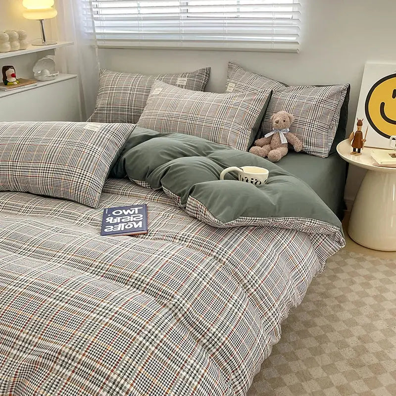 GobekUsa Nordic Plaid Cotton Bedding Set - Queen/King, photo 4 of 32