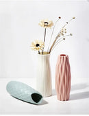 Geometric white nordic plastic vase living room floral decor by Decorbites