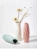 Geometric white nordic plastic vase living room floral decor by Decorbites