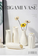 Geometric white nordic plastic vase living room floral decor by Decorbites