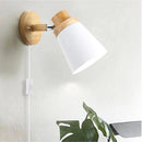 Nordic wood and white wall sconce bedroom minimalist lamp