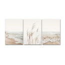 Beige framed seascape canvas wall art set for living room coastal decor by Decorbites