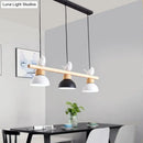 GobekUsa Nordic Style 3-Light Wood Bowl Pendant with Metal Shades for Island Lighting