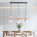 GobekUsa Nordic Style 3-Light Wood Bowl Pendant with Metal Shades for Island Lighting