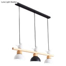 GobekUsa Nordic Style 3-Light Wood Bowl Pendant with Metal Shades for Island Lighting