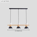 GobekUsa Nordic Style 3-Light Wood Bowl Pendant with Metal Shades for Island Lighting