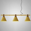 GobekUsa Nordic Style Adjustable Hanging Pendant Light with 3 Conical Metal Shades in Wood