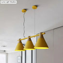 GobekUsa Nordic Style Adjustable Hanging Pendant Light with 3 Conical Metal Shades in Wood