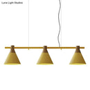 GobekUsa Nordic Style Adjustable Hanging Pendant Light with 3 Conical Metal Shades in Wood