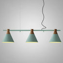 GobekUsa Nordic Style Adjustable Hanging Pendant Light with 3 Conical Metal Shades in Wood
