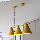 GobekUsa Nordic Style Adjustable Hanging Pendant Light with 3 Conical Metal Shades in Wood