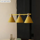 GobekUsa Nordic Style Adjustable Hanging Pendant Light with 3 Conical Metal Shades in Wood